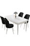 Hanah Home Juego de Mesa y Sillas de Comedor 5 Piezas Blanco y Negro con Patas de Metal, Tablero Melamina